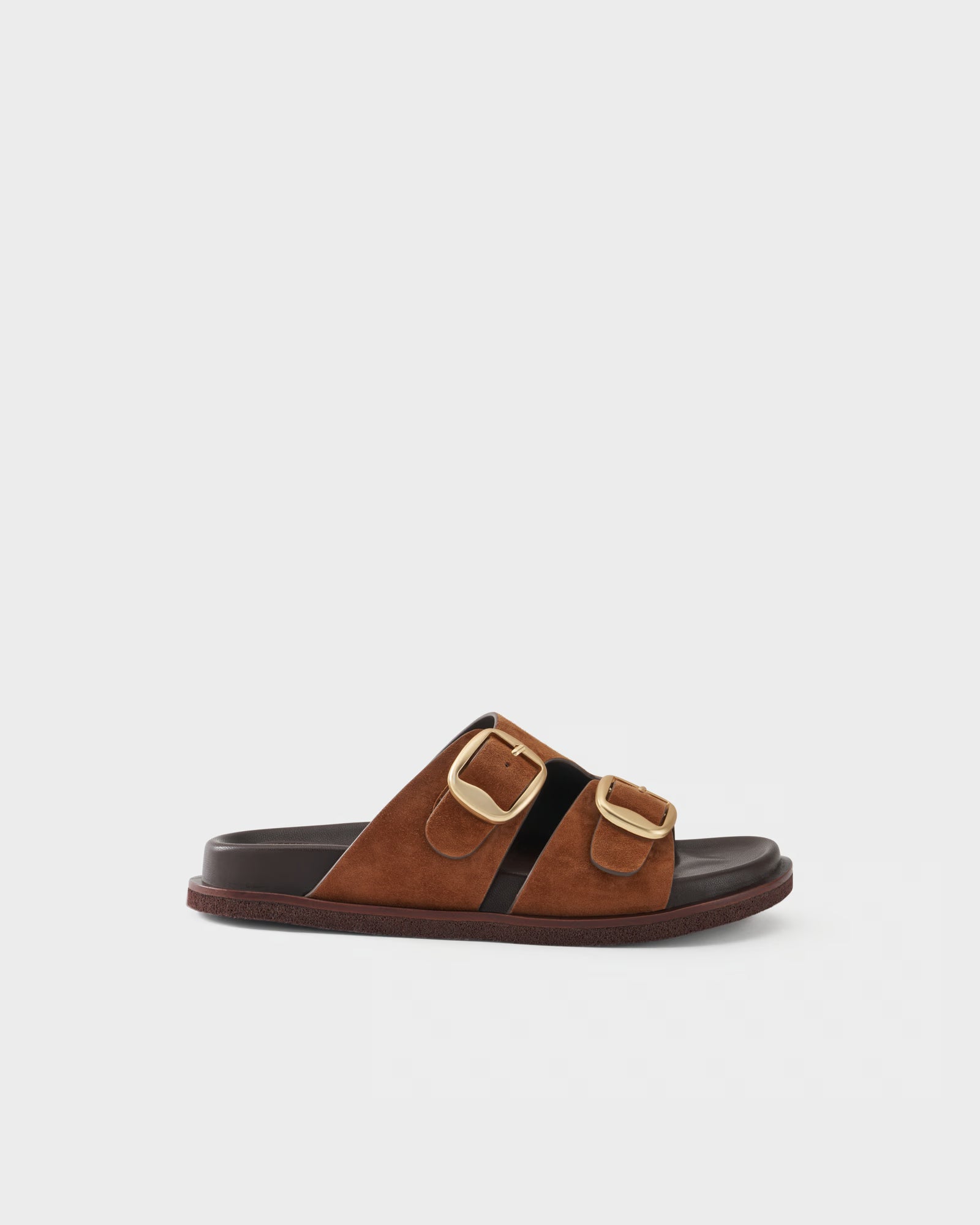Flat slides in suede