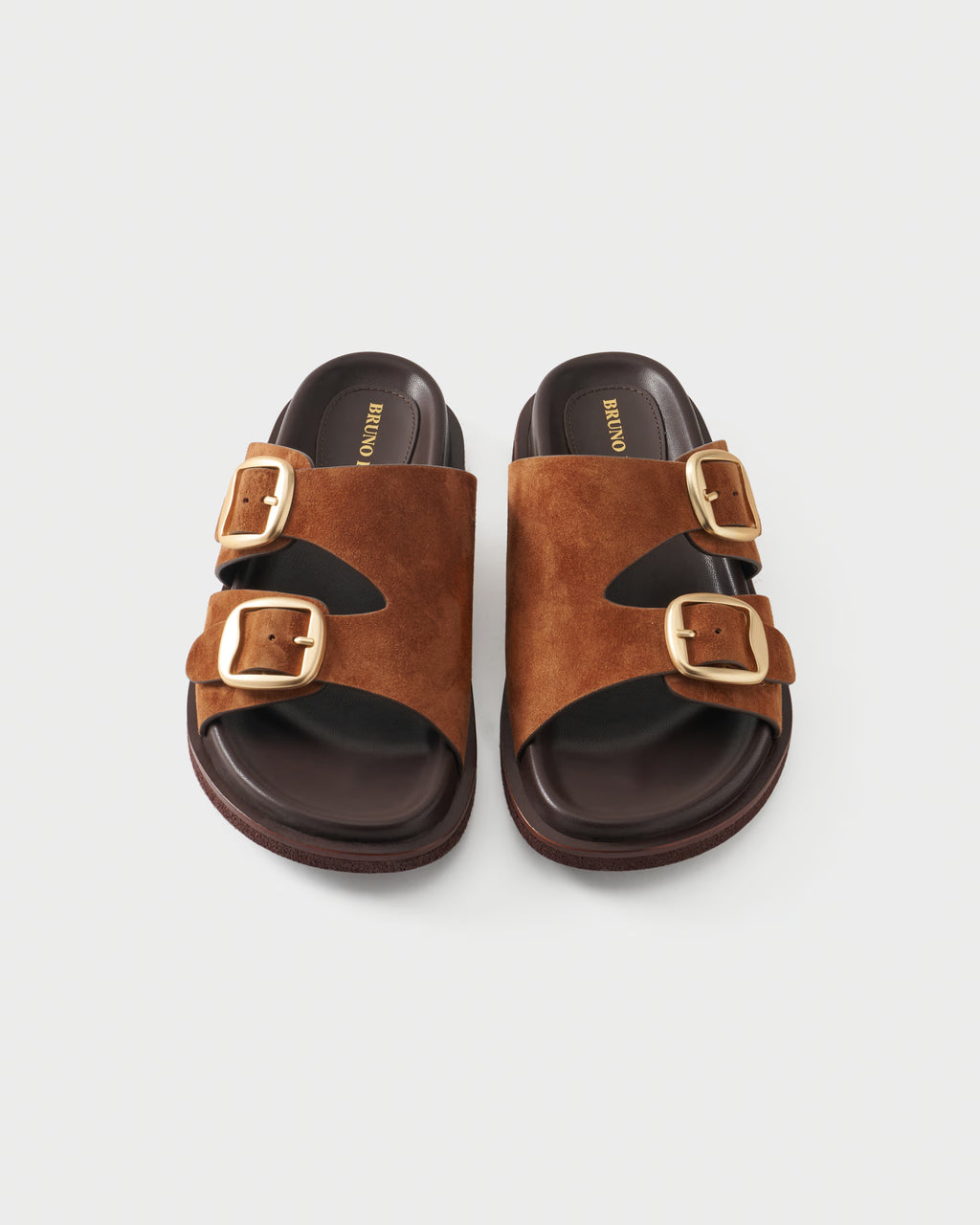 Flat slides in suede