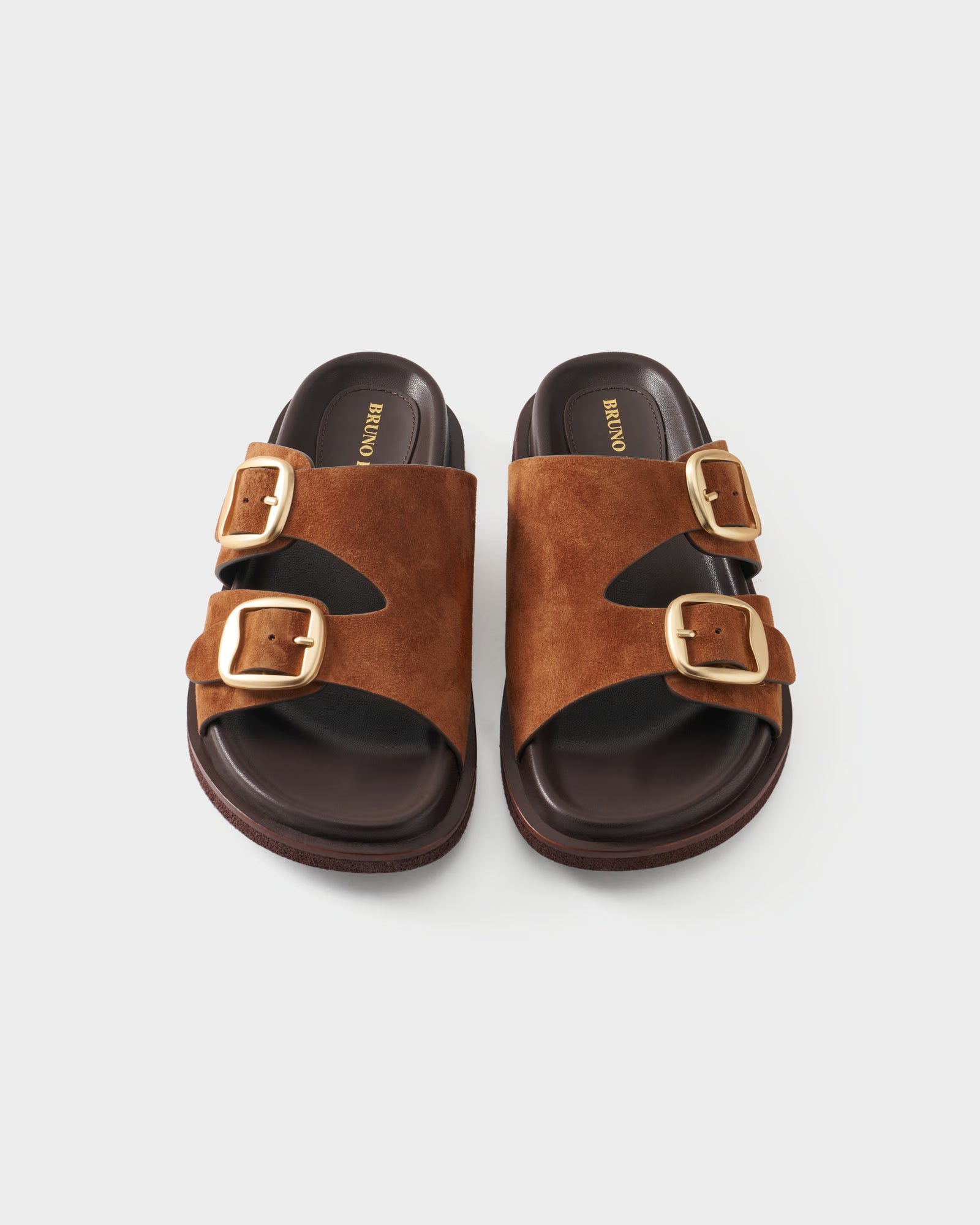 Flat slides in suede