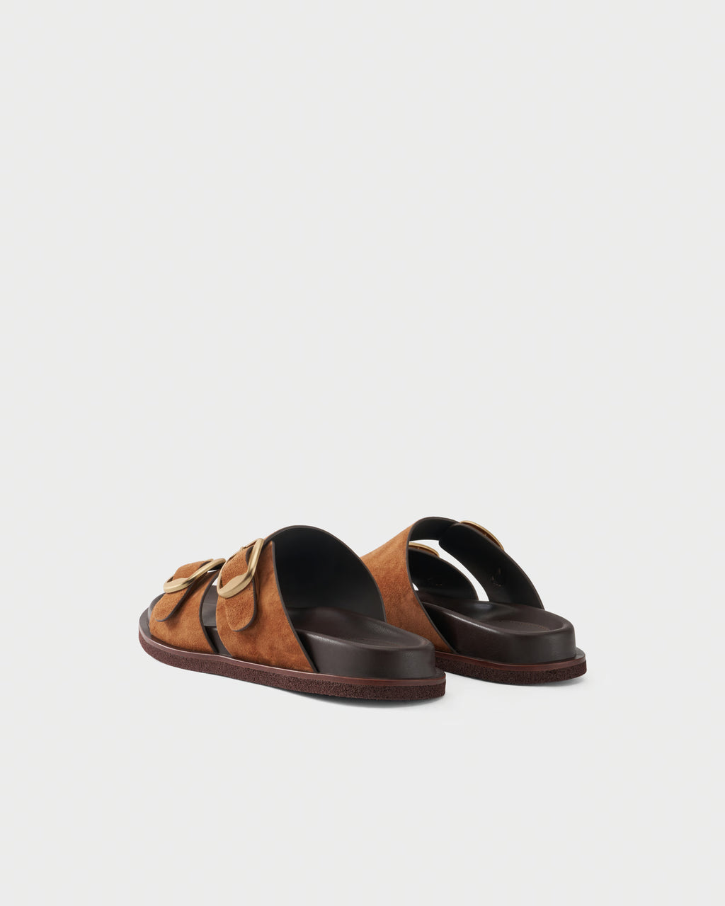 Flat slides in suede