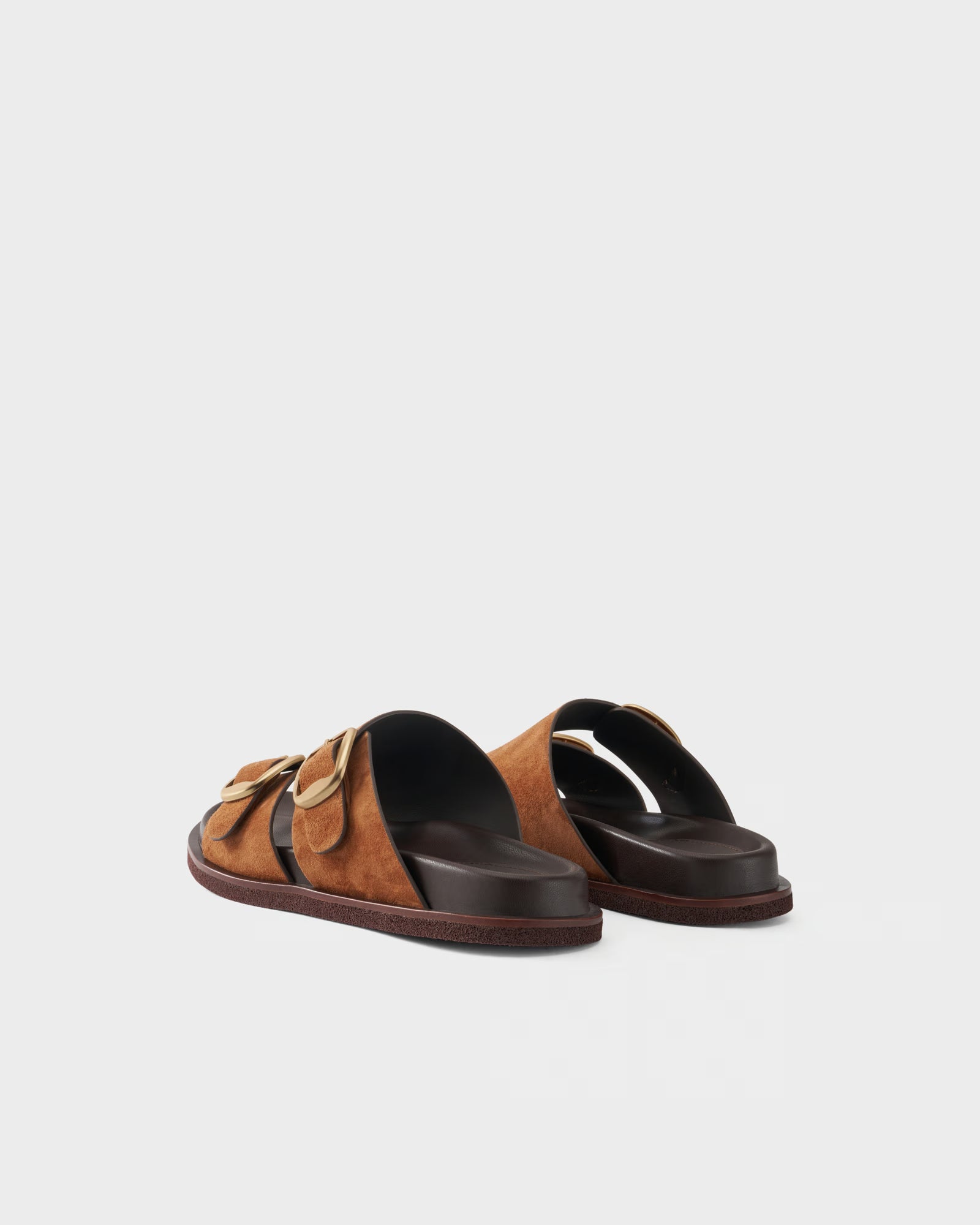 Flat slides in suede