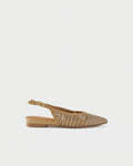 Pointed-toe slingback ballerina with laminated woven upper