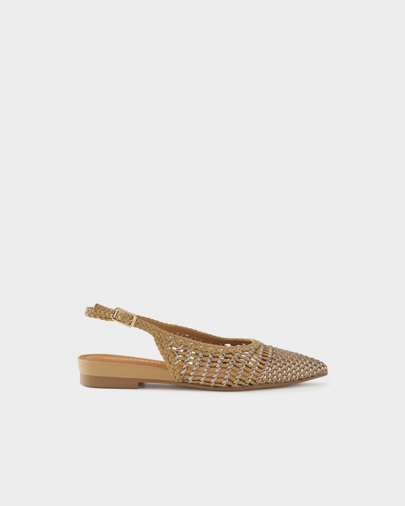 Ballerina slingback a punta con tomaia intrecciata laminata
