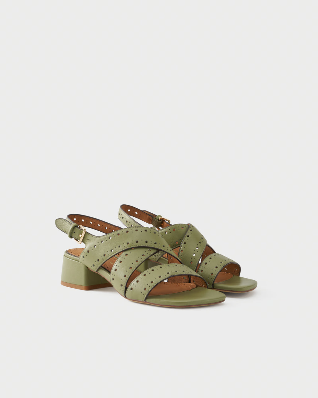 Slingback sandal in leather with crossover straps