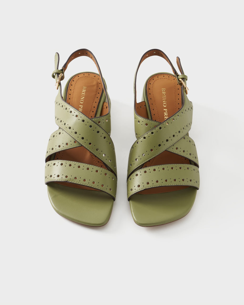 Slingback sandal in leather with crossover straps