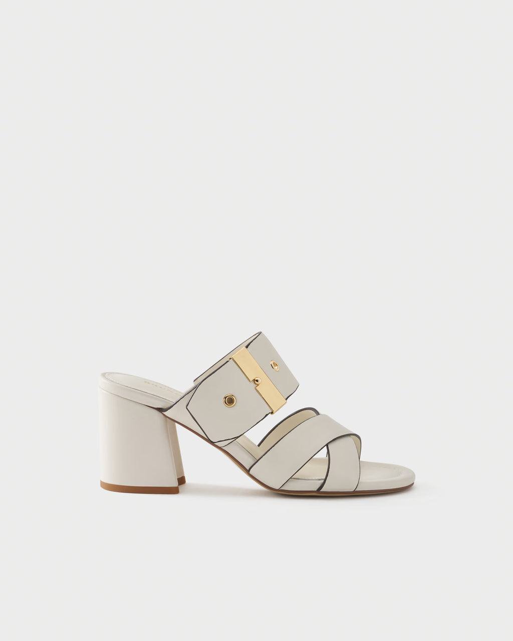 Heeled mule in leather