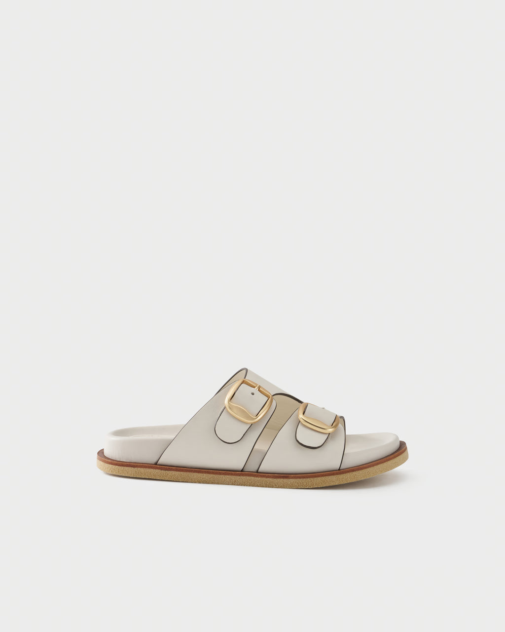 Flat slides in leather