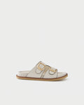 Flat slides in leather