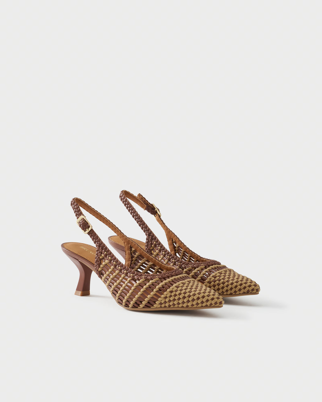 Pointed-toe slingback pump with woven upper