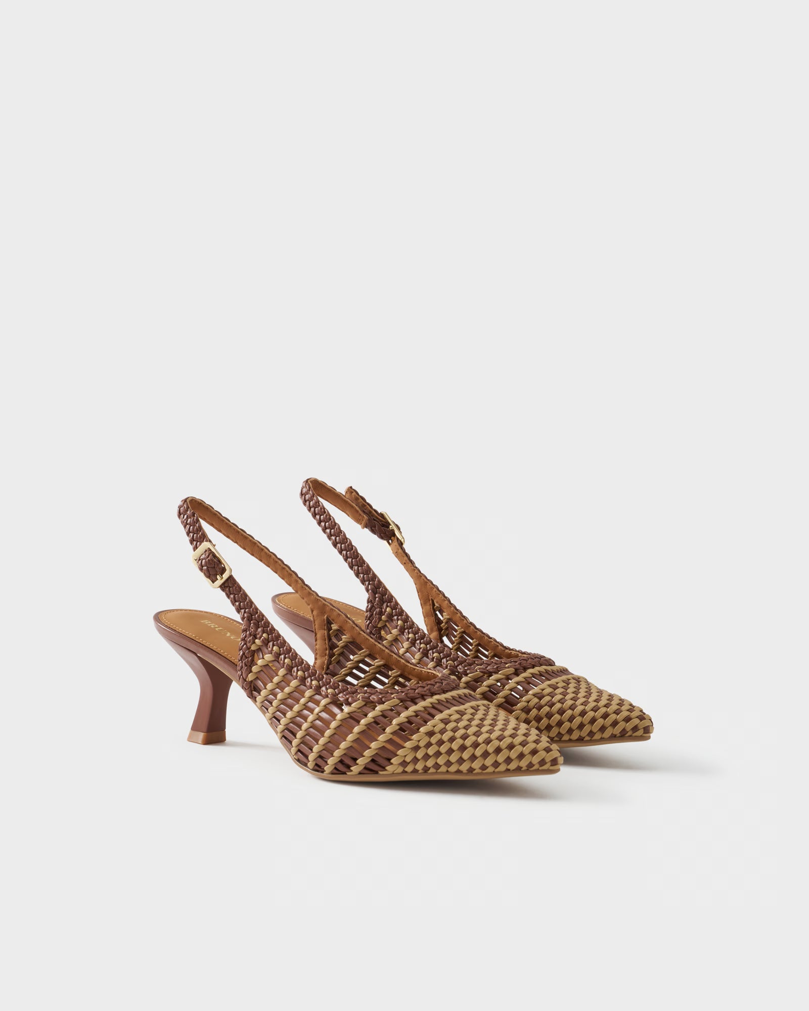 Pointed-toe slingback pump with woven upper