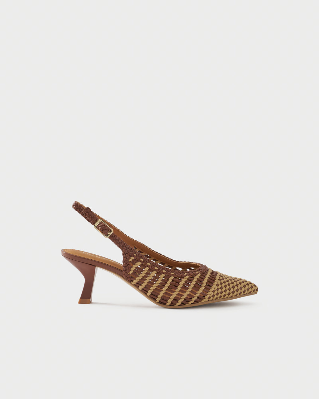 Pointed-toe slingback pump with woven upper