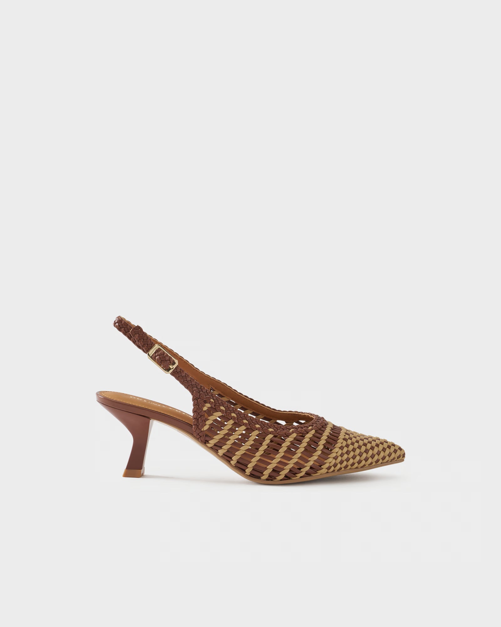 Pointed-toe slingback pump with woven upper