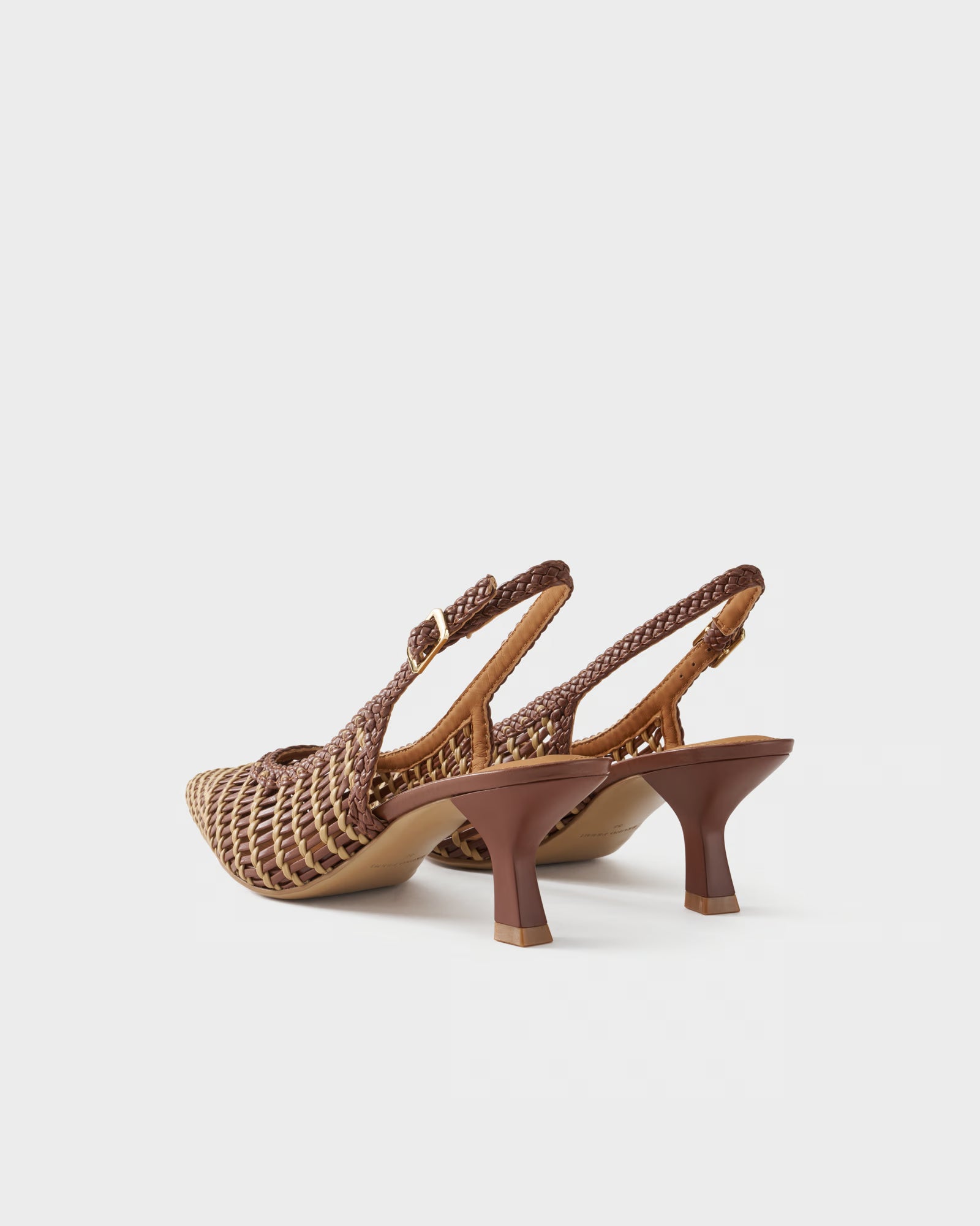 Pointed-toe slingback pump with woven upper